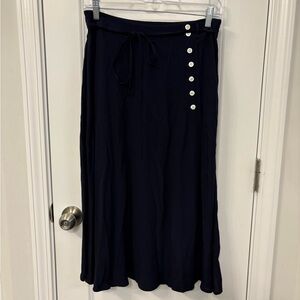 Talbots Blue Midi A-Line Skirt with Tie Front